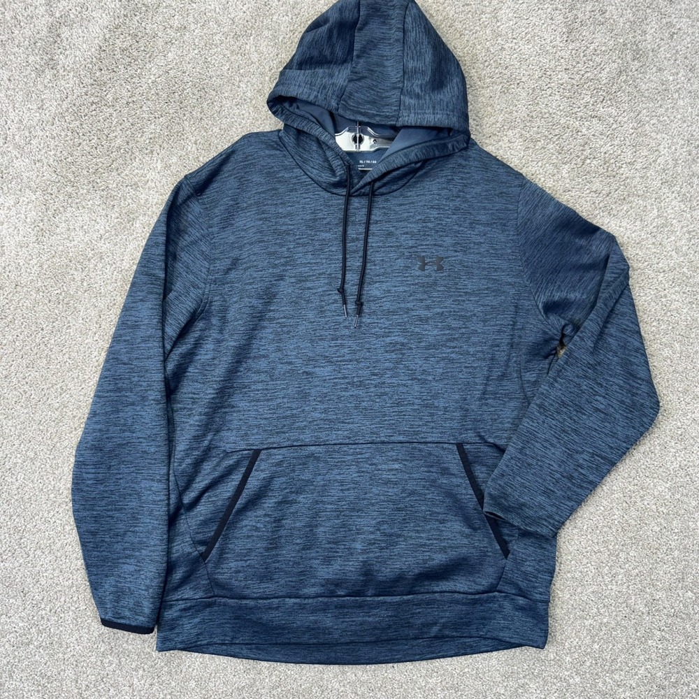 Under Armour Hoodie Mens XL ColdGear Navy Blue Heathered EUC